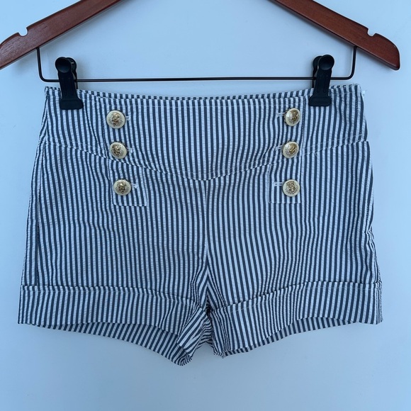 Striped Black and White Women's Shorts - Picture 3 of 5